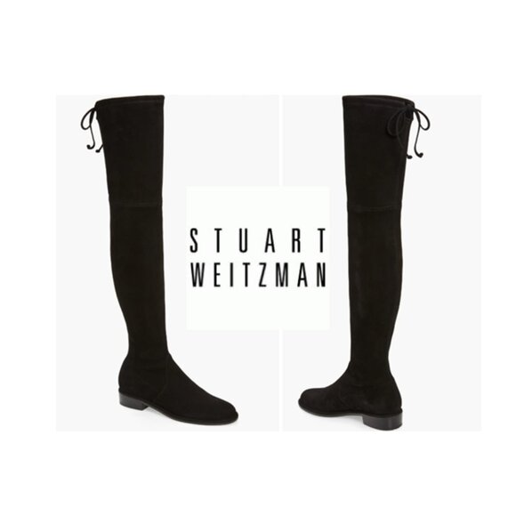 Stuart Weitzman Lowland Black Suede Over the Knee Boots 6M - Picture 1 of 13